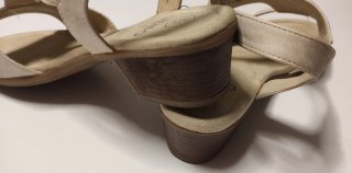 Sandalias cuña Gémo Piel Beige/Plata Talla 42