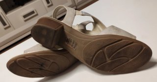 Sandalias cuña Gémo Piel Beige/Plata Talla 42