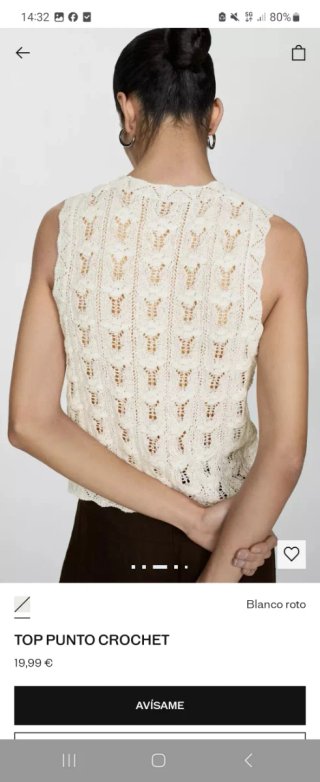 Top Mango Crochet Blanco Roto