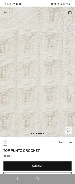 Top Mango Crochet Blanco Roto