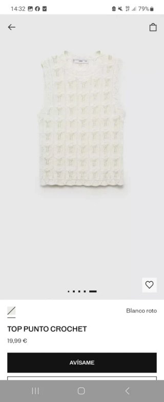 Top Mango Crochet Blanco Roto