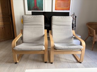 Sedie IKEA POÄNG in tessuto grigio