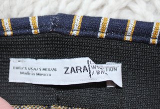 Falda midi Zara rayas azul marino y amarillo