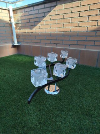 Lámpara de mesa cristal y metal