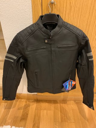 Chaqueta Moto Cuero Negra Tallas L y XL