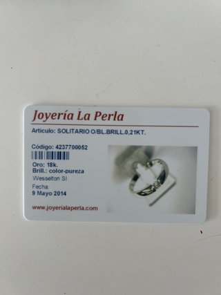 Solitario Oro 18k Diamante 0.21ct talla 17