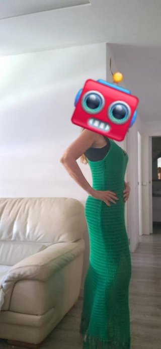 Vestido largo verde con flecos
