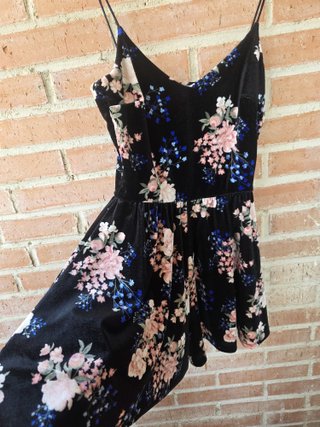 Mini Vestido Pantalón Azul Marino Flores - Verano