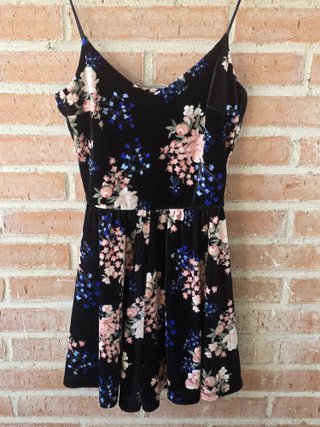 Mini Vestido Pantalón Azul Marino Flores - Verano
