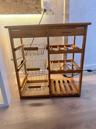 Isla Auxiliar Cocina Madera y Metal