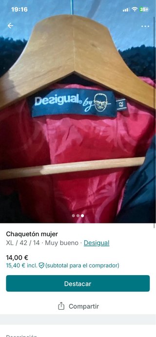 Chaqueta Desigual Negra Talla XL