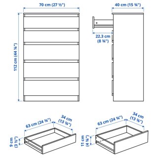 Cómoda Kullen 5 cajones blanca