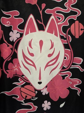 NUEVO. Kimono Anime Máscara Kitsune Negro y Rosa