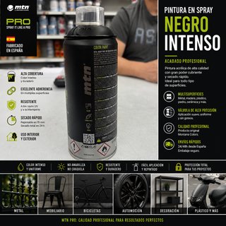 MTN PRO Pintura Spray Negro RAL9005 400ml