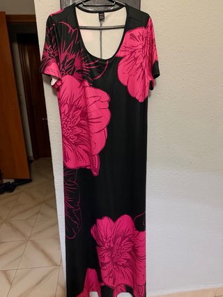 Vestido largo SHEIN flores rosa y negro talla M L