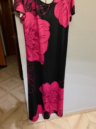 Vestido largo SHEIN flores rosa y negro talla M L