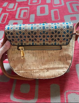 Bolso bandolera corcho natural estampado