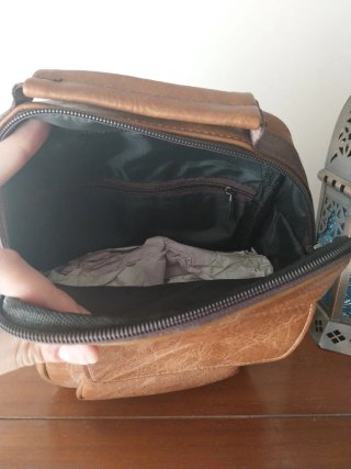 Bolso hombre piel sintética camel