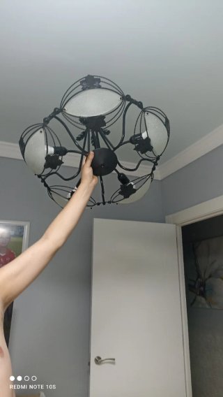 Lámpara de forja negra 5 bombillas