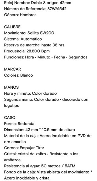 Reloj Automático Rue Du Rhone Dorado