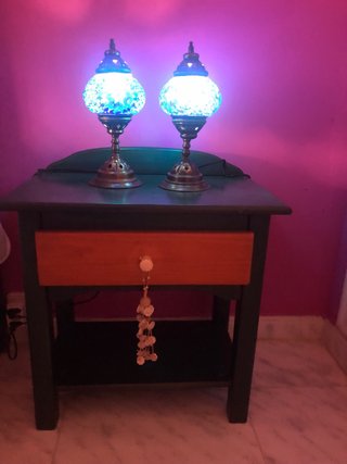 2 Lampade Turche in Cristallo e Metallo
