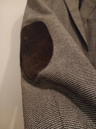Giacca uomo marrone/grigia con toppe