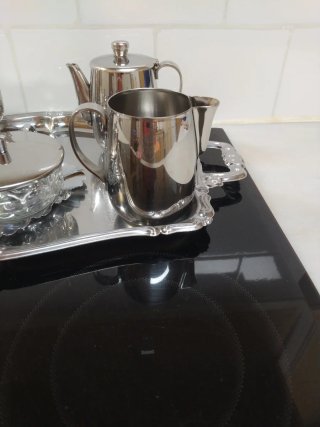Juego café inoxidable vintage cristal