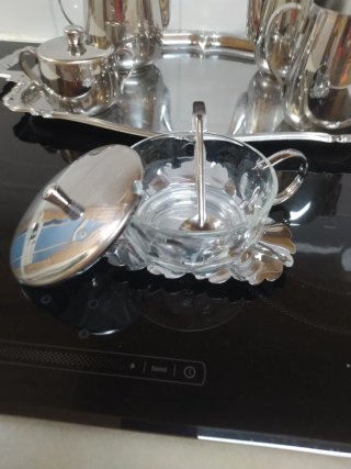 Juego café inoxidable vintage cristal
