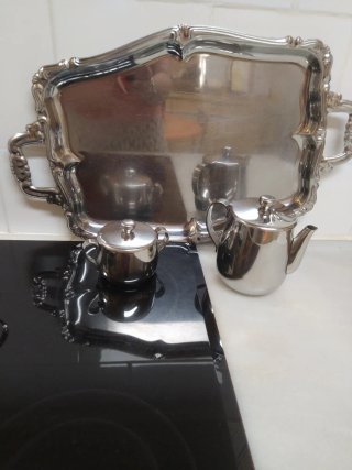 Juego café inoxidable vintage cristal