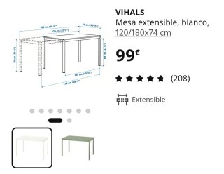 Mesa extensible de comedor con 4 sillas