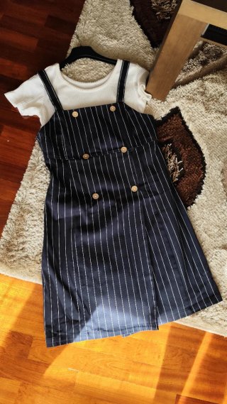 Peto azul rayas blancas Easy Wear. Mono.Nuevo