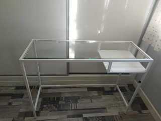 Escritorio Ikea Vittsjö Blanco, Cristal y Metal