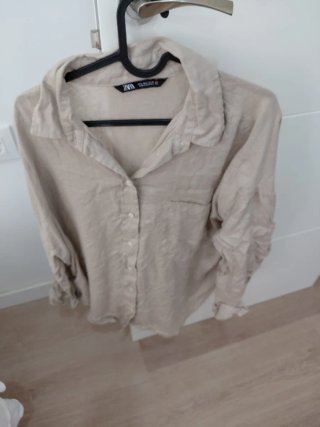 Camisa MNG Beige y Marrón