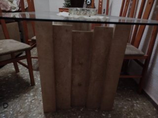 3 Mesas de cristal, forja y mármol