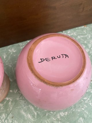 Vaso Ceramica Rosa Fiori Bianchi Produzione Deruta
