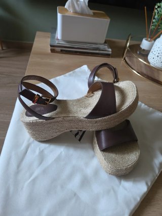 Sandalias Zara Cuña Yute Marrón