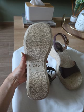 Sandalias Zara Cuña Yute Marrón