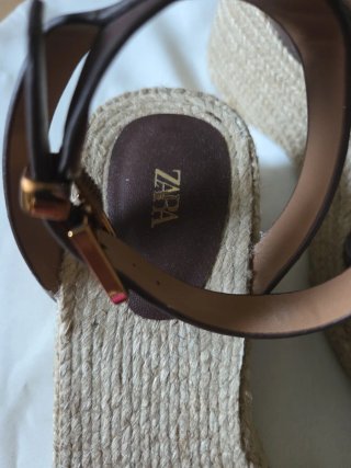 Sandalias Zara Cuña Yute Marrón
