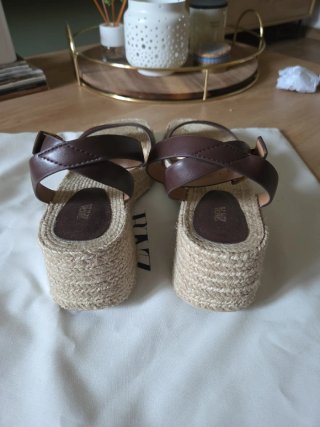 Sandalias Zara Cuña Yute Marrón