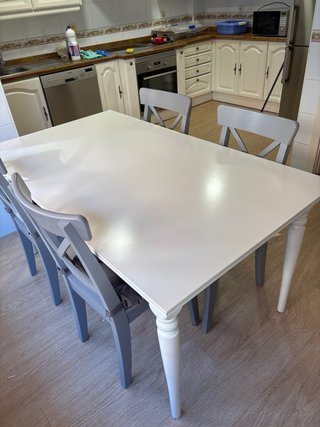 Mesa comedor IKEA INGATORP blanca + 4 sillas