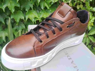 Scarpe uomo marroni sportive pelle sneakers