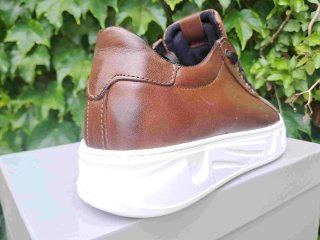 Scarpe uomo marroni sportive pelle sneakers