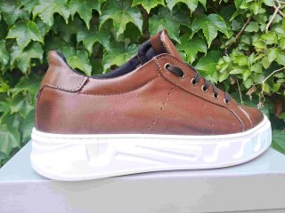 Scarpe uomo marroni sportive pelle sneakers