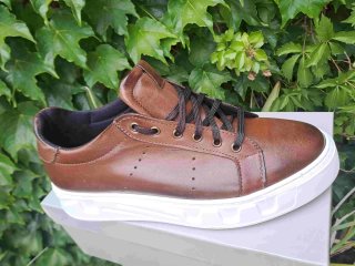 Scarpe uomo marroni sportive pelle sneakers