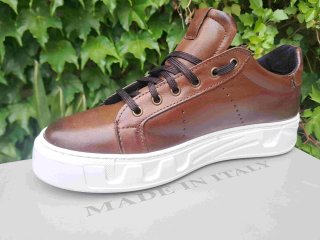 Scarpe uomo marroni sportive pelle sneakers