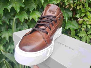 Scarpe uomo marroni sportive pelle sneakers