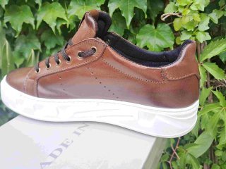 Scarpe uomo marroni sportive pelle sneakers