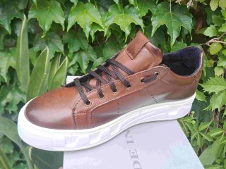 Scarpe uomo marroni sportive pelle sneakers