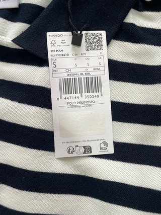 Polo Mango Talla S Rayas Negras y Blancas