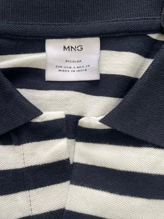 Polo Mango Talla S Rayas Negras y Blancas